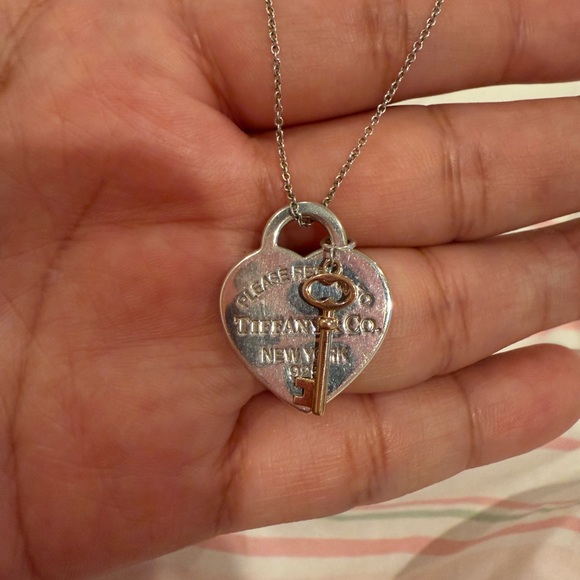 Tiffany & Co. Silver Heart Pendant with Gold Key - Picture 3 of 7